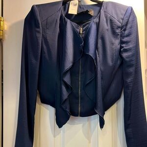 NWT cropped silk/knit combo blazer